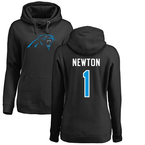 Carolina Panthers Black Women Cam Newton Name and Number Logo NFL Football #1 Pullover Hoodie Sweatshirts